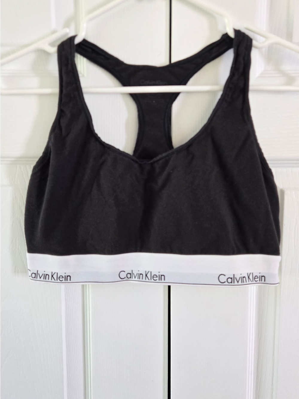 Calvin Klein Modern Cotton Bralette Black XL Racerback Elastic Logo Band